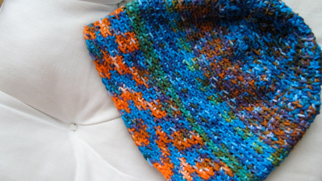 variegated hippie colors - crochet cotton hat - handmade and hand-dyed with procion fiber reactive dye