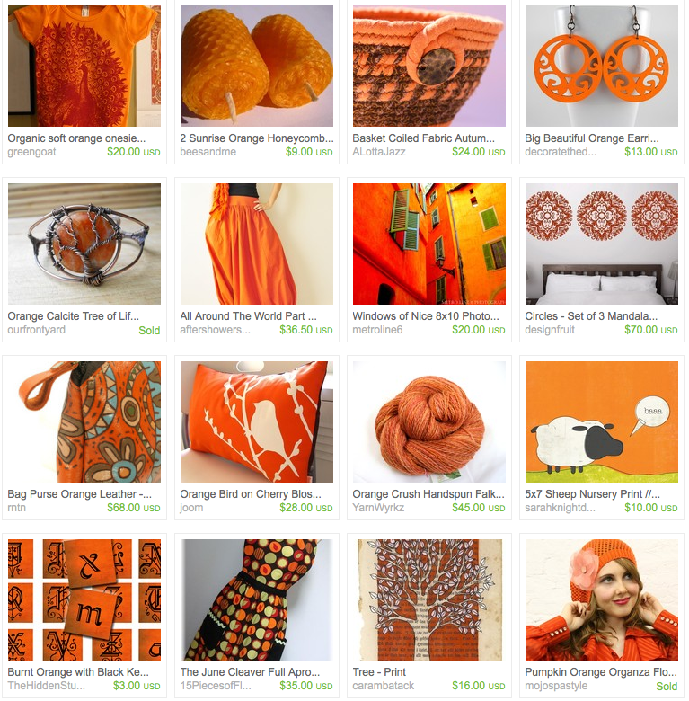 click to view the glorious orange for autumn treasury on etsy