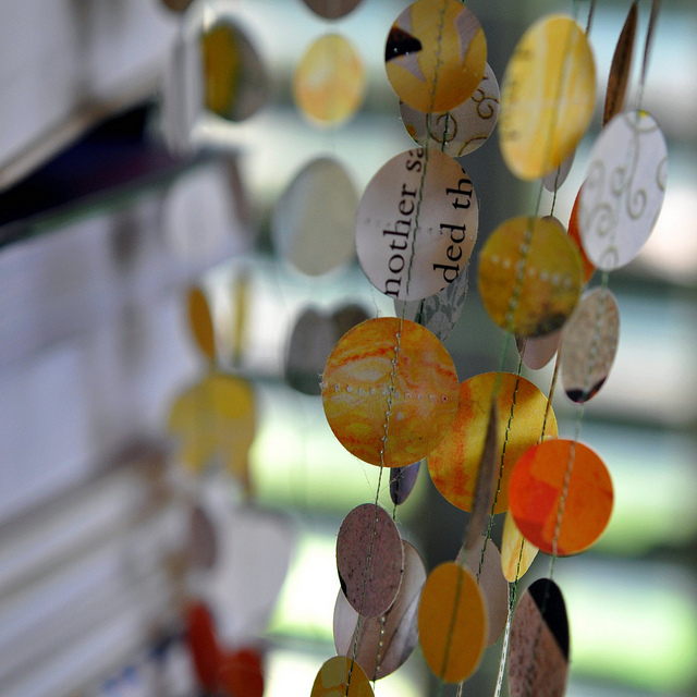 vintage children's books made into garlands for a coming Christmas craft show via steffen tuck on flickr