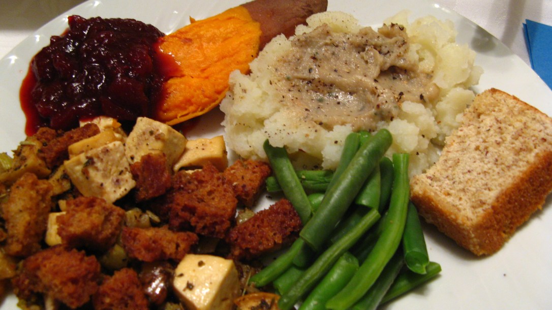 thanksgiving meal - stuffing/dressing, green beans, cranberry sauce, yams, mashed potatos and gravy, bread -- all homemade, gluten-free, corn-free, and dairy-free thanksgiving meal - stuffing/dressing, green beans, cranberry sauce, yams, mashed potatos and gravy, bread -- all homemade, gluten-free, corn-free, and dairy-free
