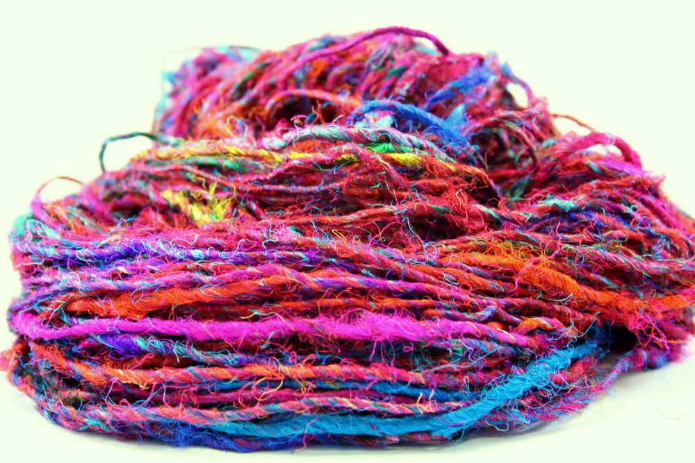 Recycled Silk Sari Ribbon Yarn Art Knitting Crochet available for sale via Darn Good Yarn