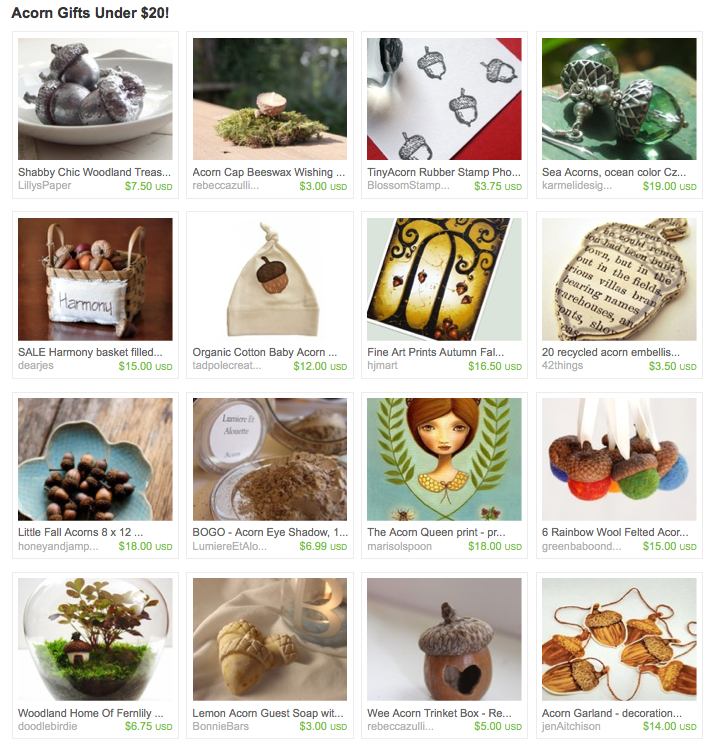 acorn gifts on etsy the under 20 gift guide The Oaxacaborn Blog