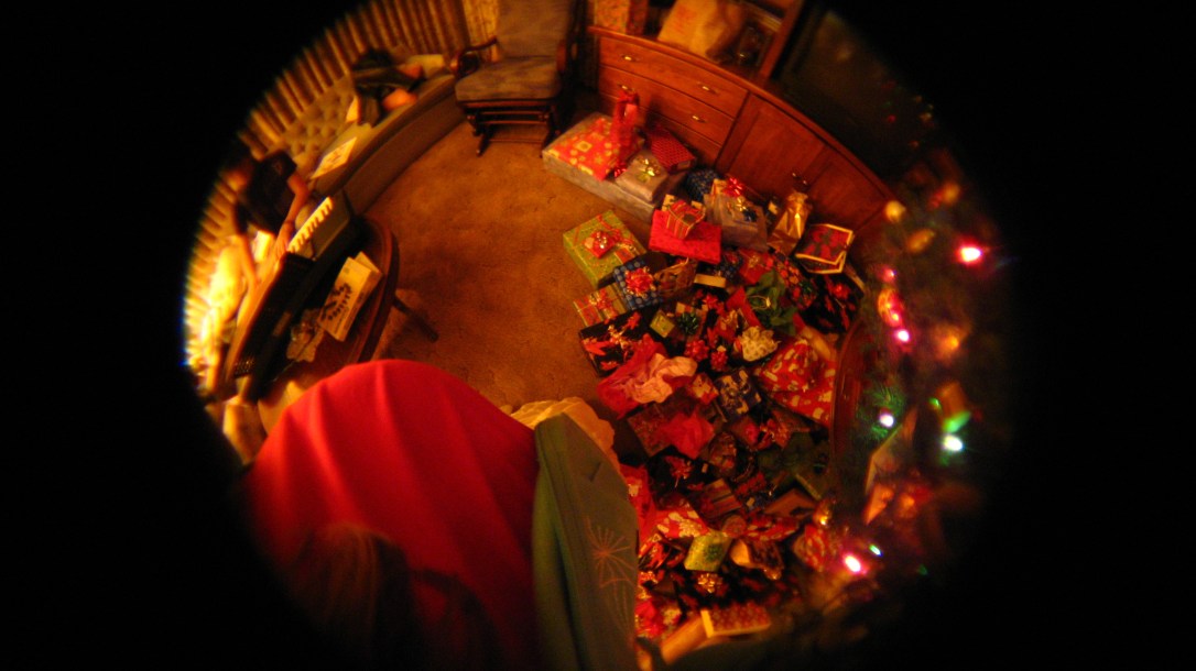 christmas at grandma's! -- my almost 38 weeks stomach and presents 