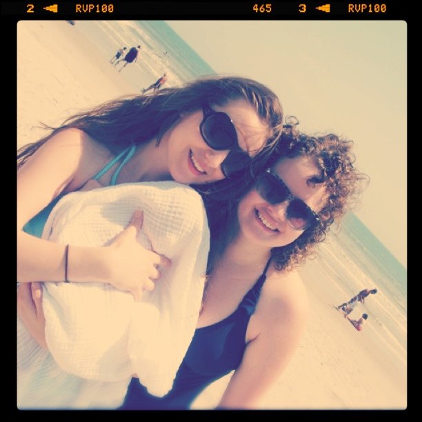 Lauren and Gina with baby Aveline at Cocoa Beach, Florida - Baby's first trip to the Atlantic Ocean