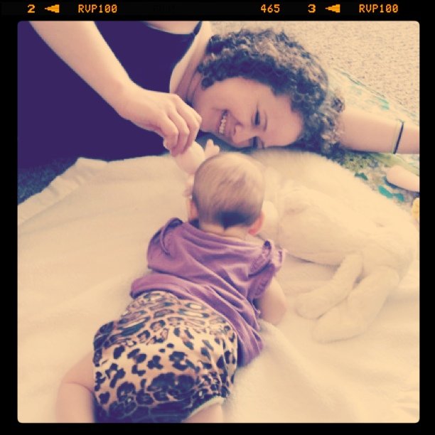 Auntie Lauren and Baby Aveline - Baby is sporting NatureBabiesUK Leopard Pattern Cloth Diaper Cover