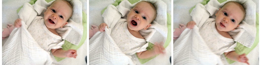 Filmstrip of Aveline's expressions - 11 week infant 