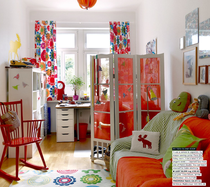 Ikea Family Live Spring 2011 magazine - green and orange living room - image from page 20