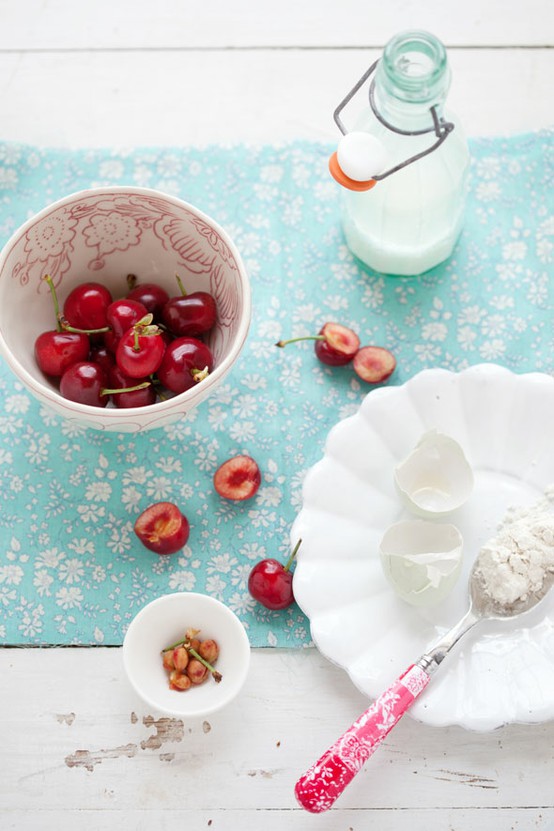 Season of Cherries - turquoise and red photograph from Canelle et Vanelle at Canelle-Vaneille.blogspot.com