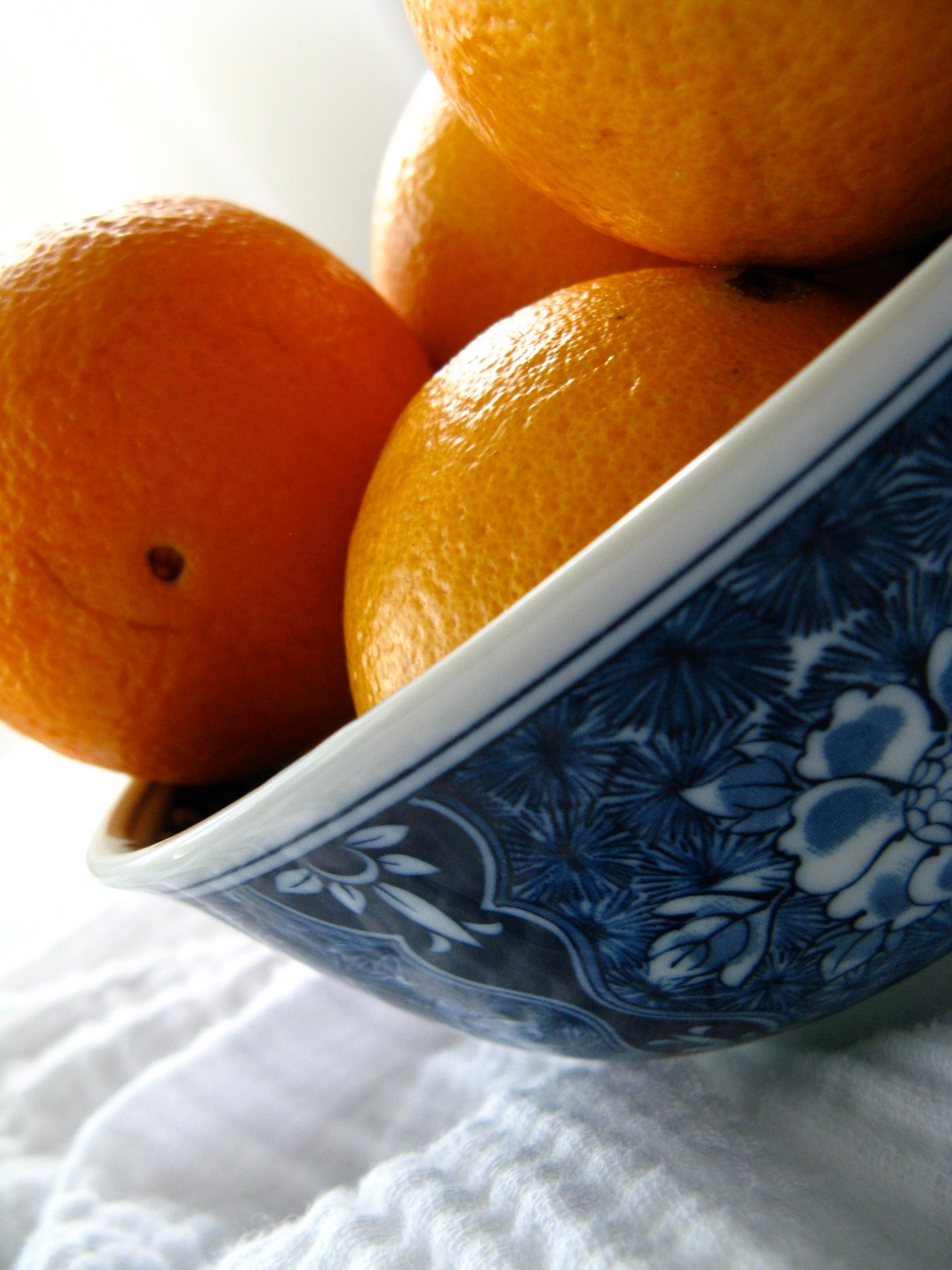 30 Day June Photo Challenge - Day 9 - Fruit - Californian in Florida - Navel Oranges in Blue and White Ceramic Bowl