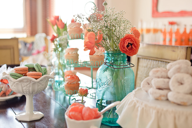 Aqua Orange Baby Shower via Lovely Little Details