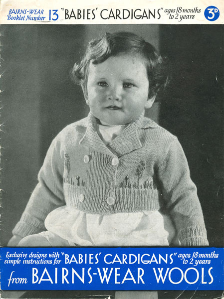 Bairns-Wear Knitting Wools 1930s Babies' Cardigan