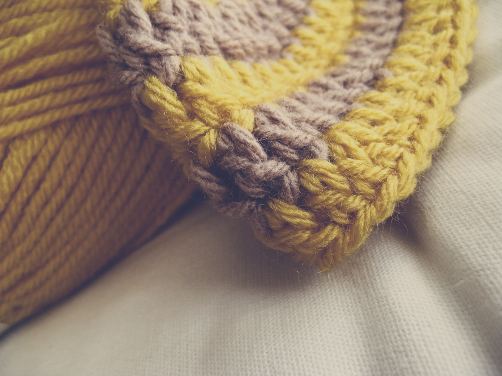 Mustard and Taupe Striped Crochet Hat via Oaxacaborn on Etsy