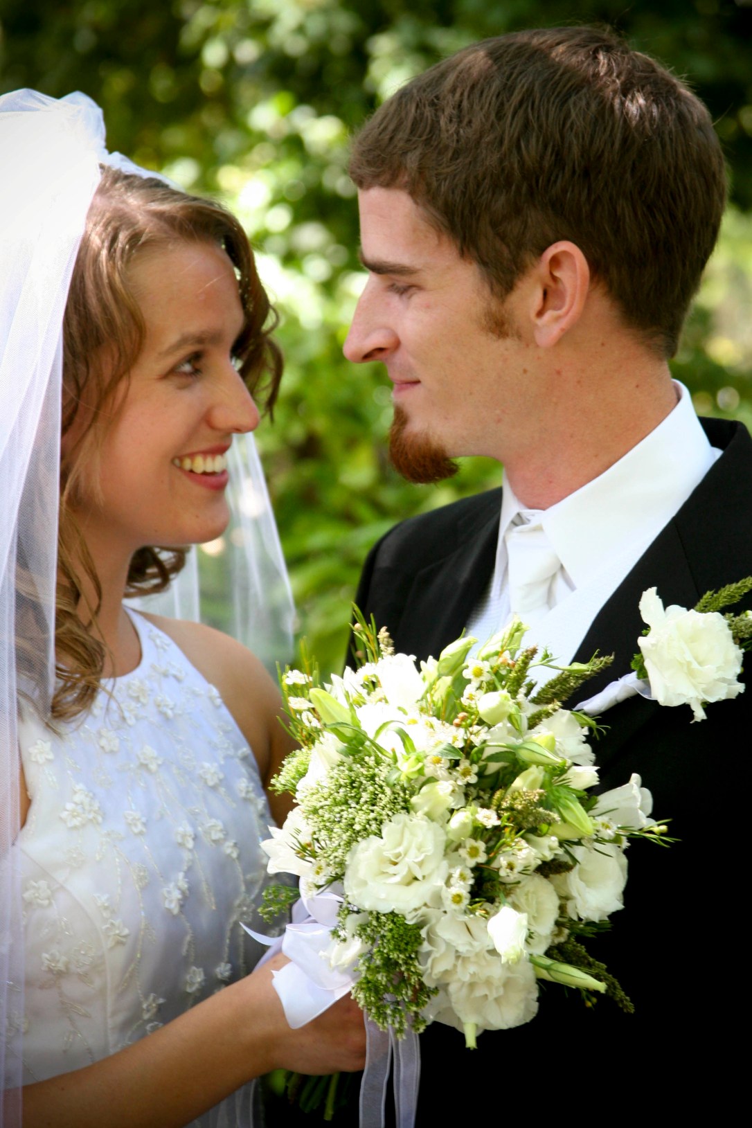 Josiah and Gina - Wedding Portrait with Lisianthus Bouquet