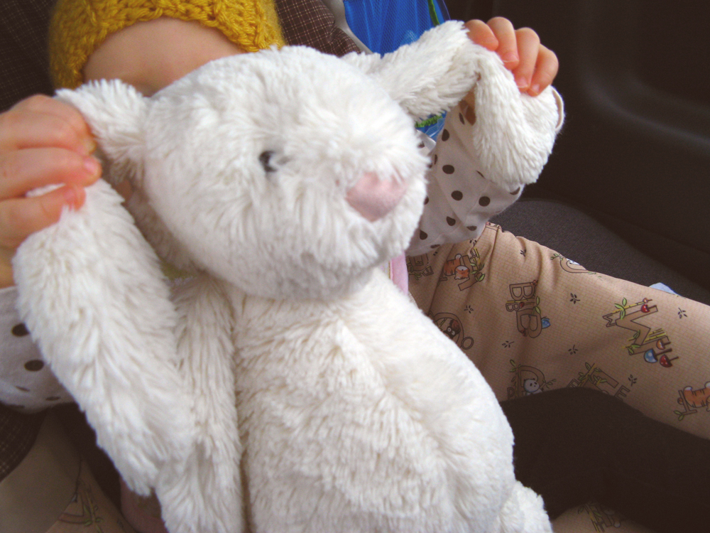 Aveline - with mustard yellow handmade hat and jellycat bunny