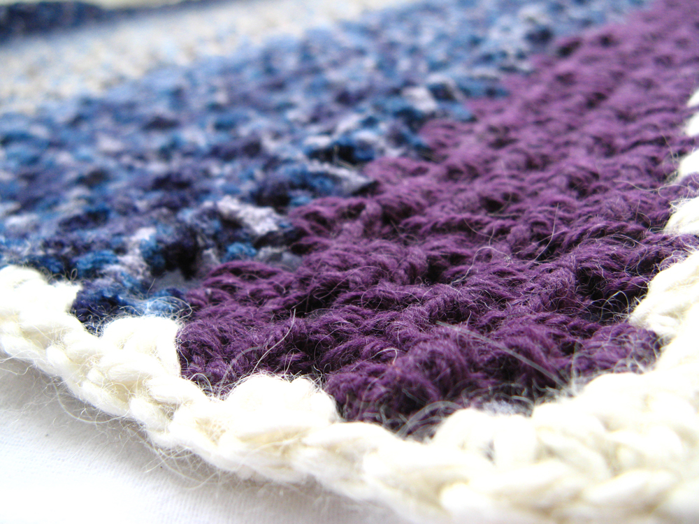 Bold Striped Baby Blanket  - Granny Stripe Crochet - Chenille, alpaca, and wool in blues and purples