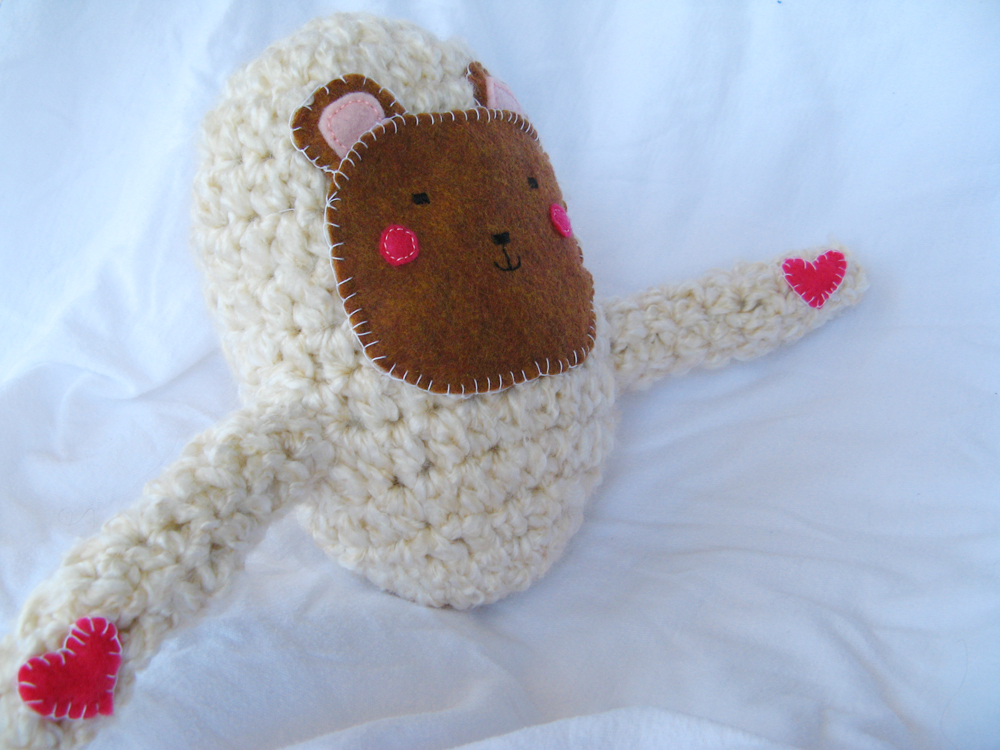 Kawaii Plush Creature - Bear with Open Hugging Arms with Heart