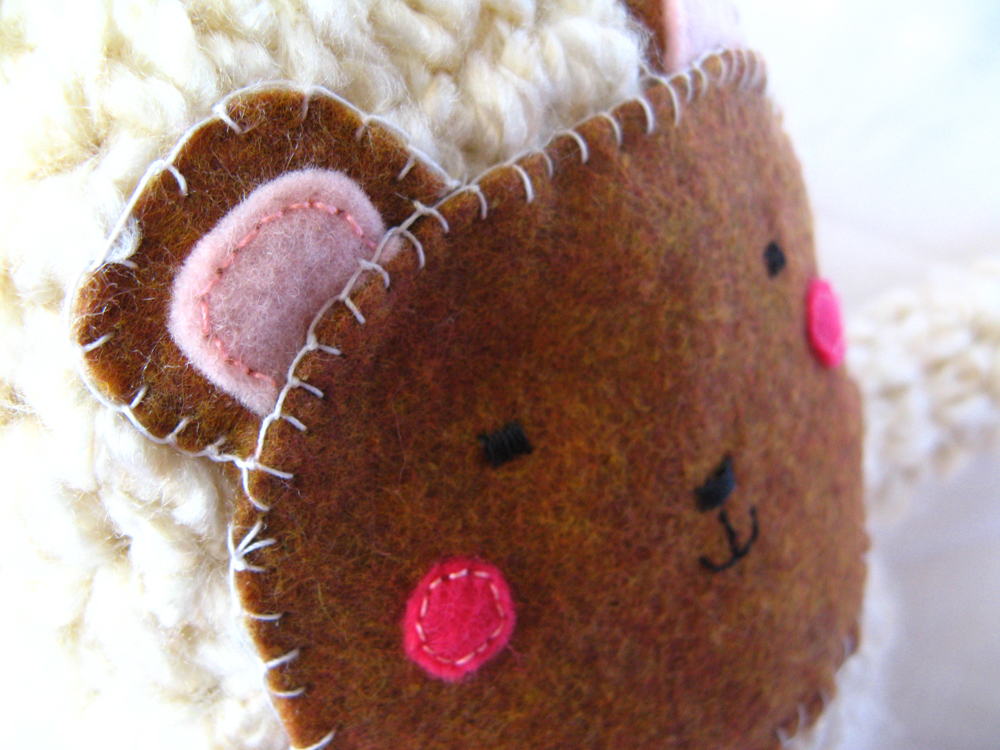 Kawaii Plush Creature - Rosy Cheeked Felt and Crochet Bear