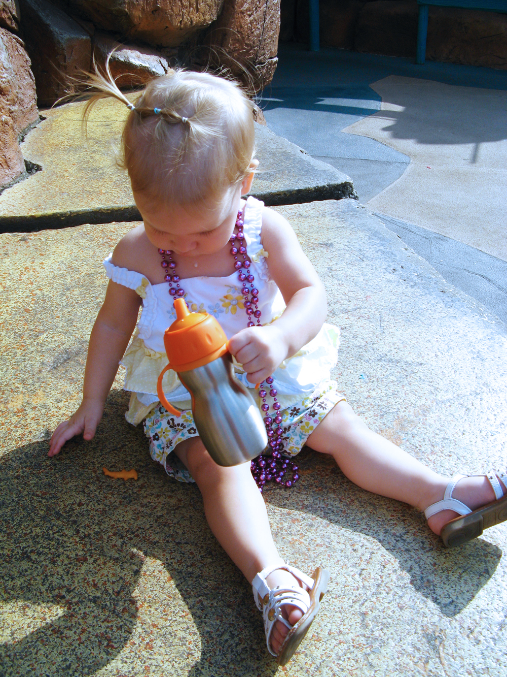 Having a snack at sea world in May 2012