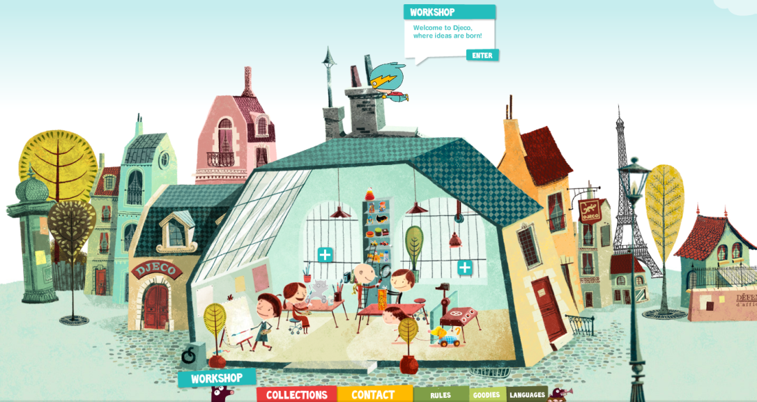 Screen Shot of Djeco website - Interactive website with illustrations and unique design