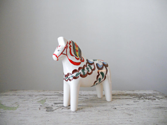 Ceramic Dala Horse via BergenHouse on Etsy
