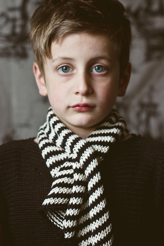 black and white stripey scarf and vest - Flannery O'Kafka's %22This is Glasgow%22 Collection for Toto Knits