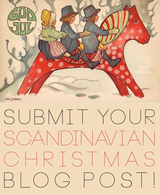 Submit your Scandinavian Christmas blog post to Oaxacaborn dot com! Illustration of Dala Horse Swedish Christmas by Aina Stenberg