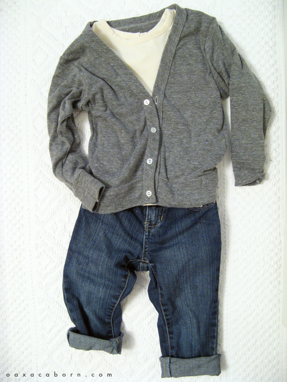 Little Style - Toddler Jeans and Cardi - Neutrals- via Oaxacaborn dot com