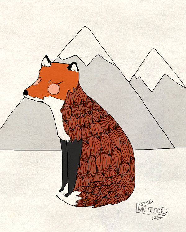 Fox illustration via Nan Lawson on Etsy