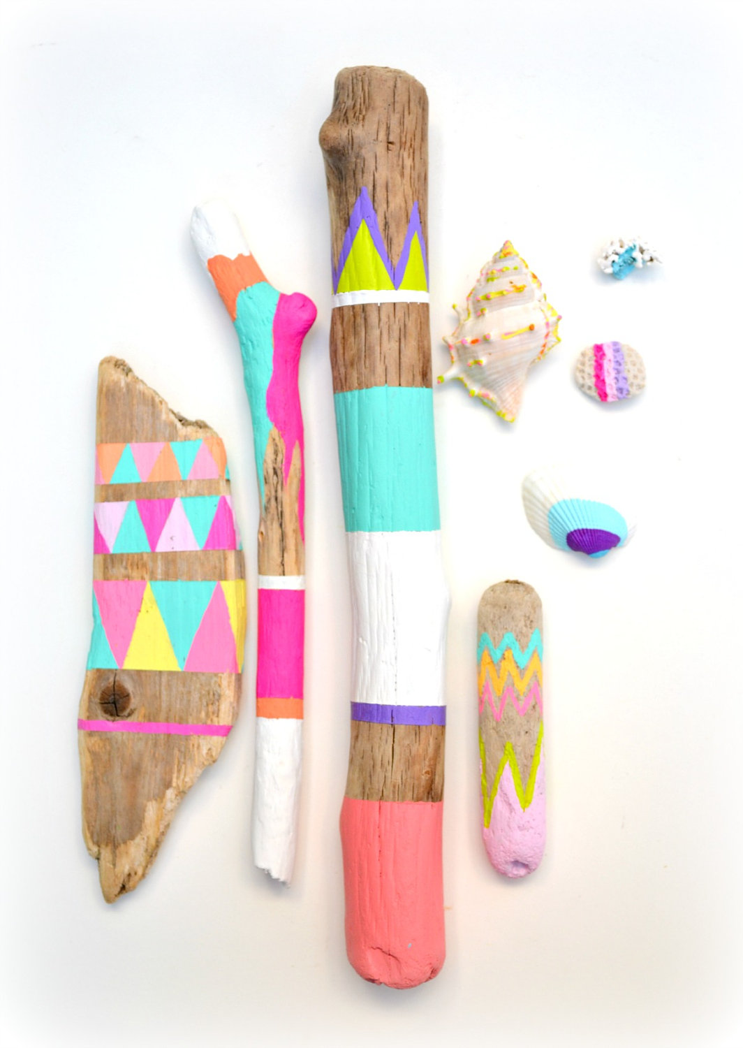 Painted sticks and seashells collection via Bonjour Frenchie
