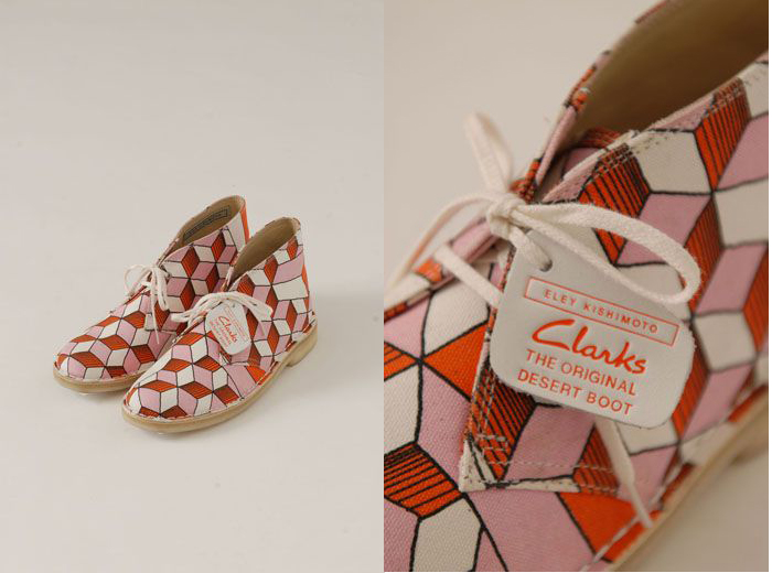 SS13 ORANGE CUTEBOYS CLARKS DESERT BOOTS via Eley Kishimoto as seen on Monday's Pretty Things on Oaxacaborn dot com