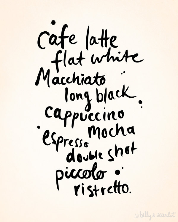 Coffee art print via Billy & Scarlet