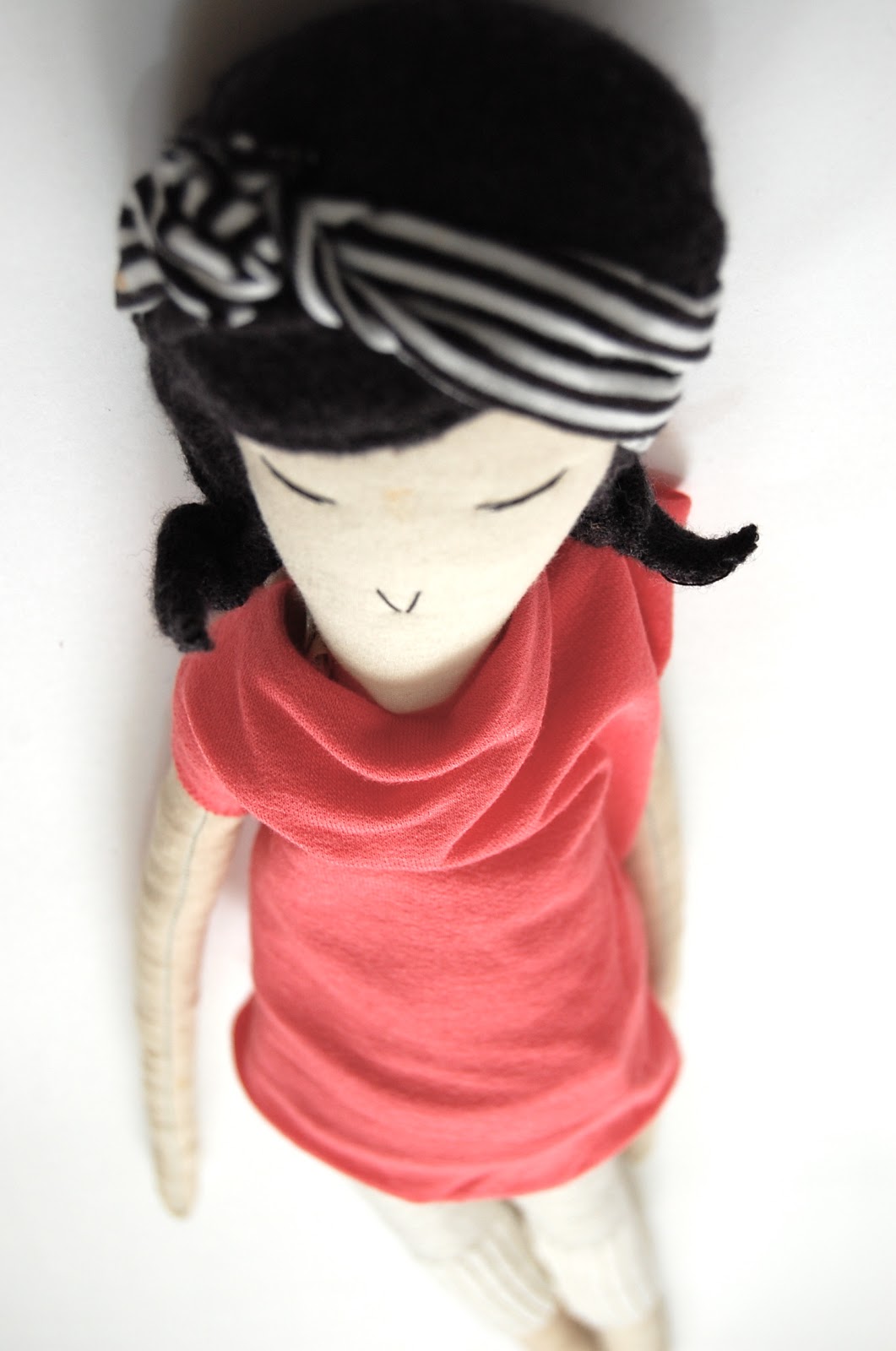 Doll in Coral Dress from Moemoe made