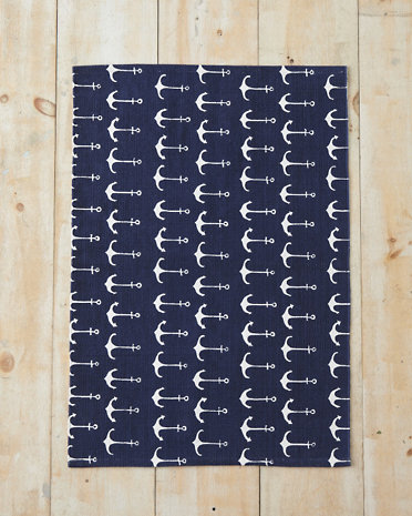 10 Cobalt Blue Patterns for Inspiration on the Oaxacaborn blog - Garnet Hill Nautical Anchor Rug
