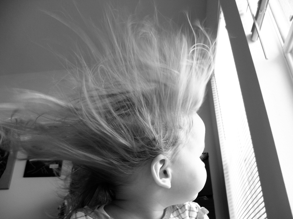 June 2013 - 7- Hair blowing with a fan - toddler summer fun