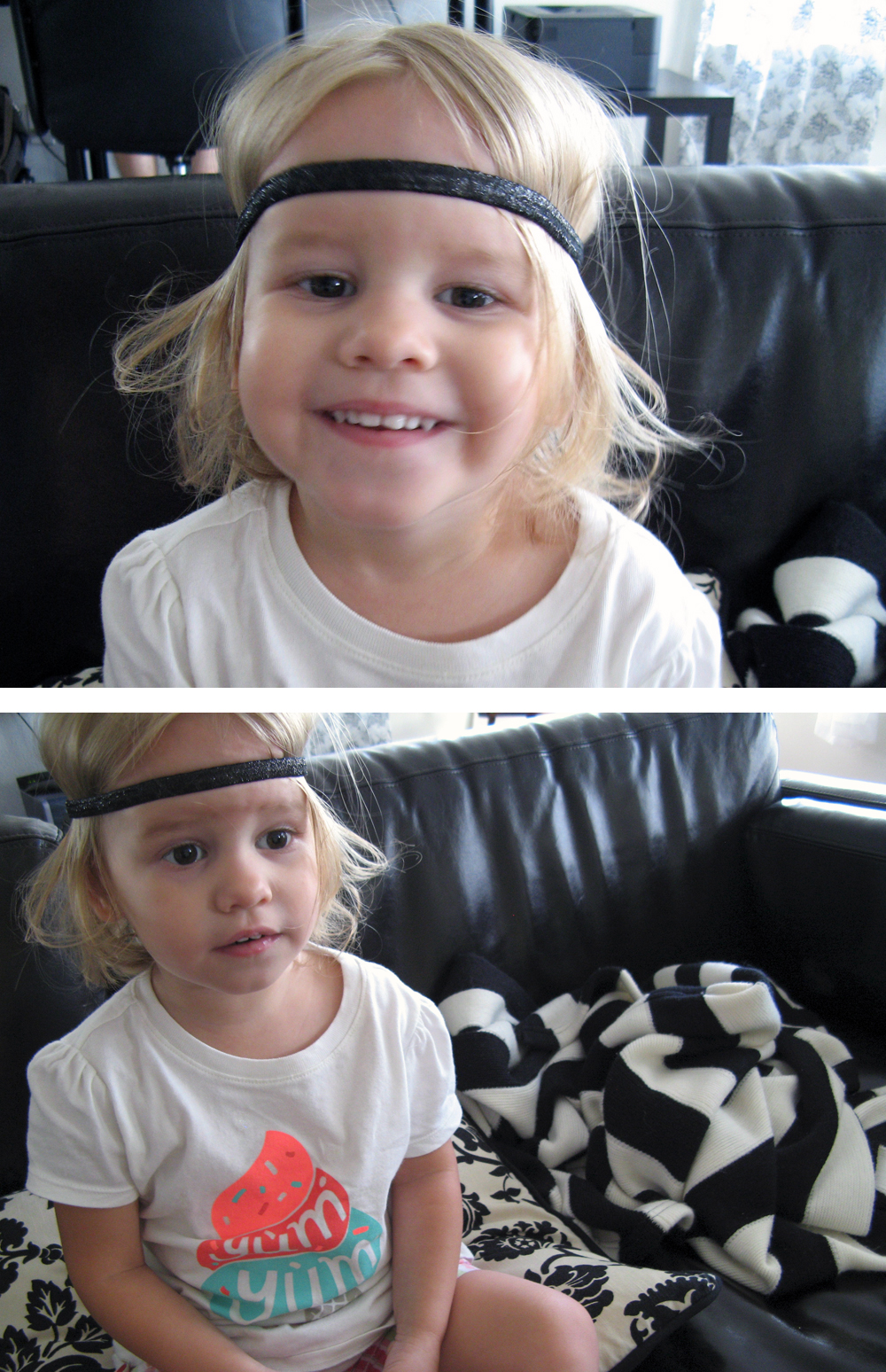 June 2013 - Aveline in headband and icecream shirt 