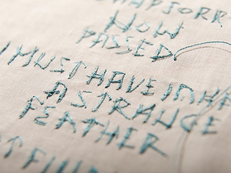 Typographic Embroidery via Rosalind Wyatt