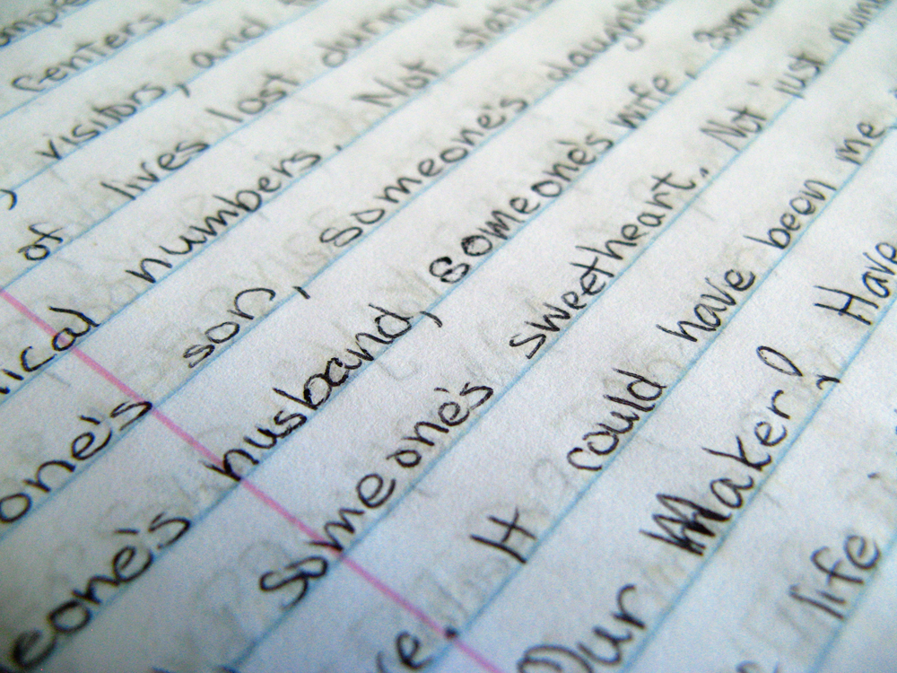 Excerpt from a 17 year old's journal entry on September 11 2001