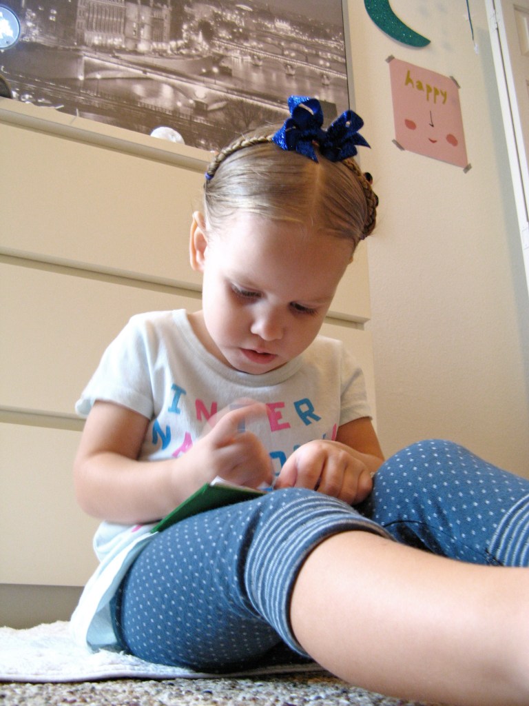 September 2013 - Lately Lily and Joah Love outfit - Colette Bream art - IKEA Paris print and Malm dresser - Anthropologie koi rug