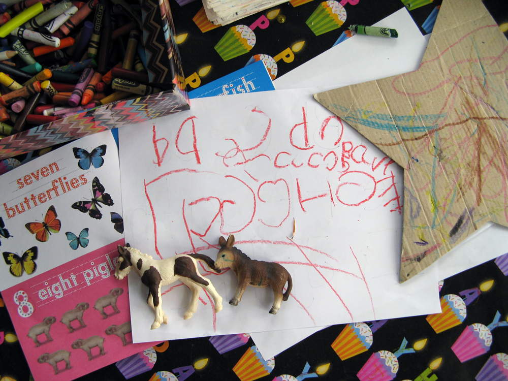Menagerie on Toddler's Desk
