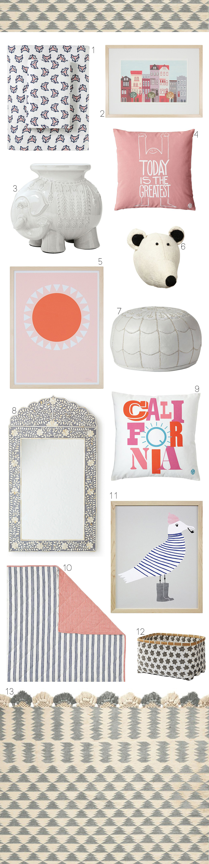 Serena and Lily Coral Grey and Navy Girls Room