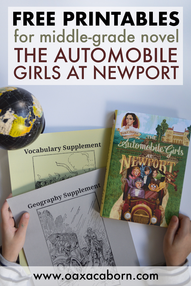 FREE HOMESCHOOL PRINTABLES for middle-grade novel The Automobile Girls at Newport by Aunt Claire Presents, by Laboratory Books