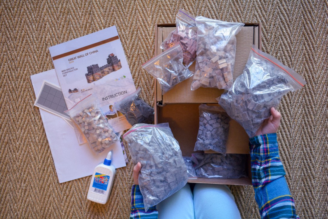 Great Wall of China project for kids: Mini Bricks Timberdoodle homeschool review