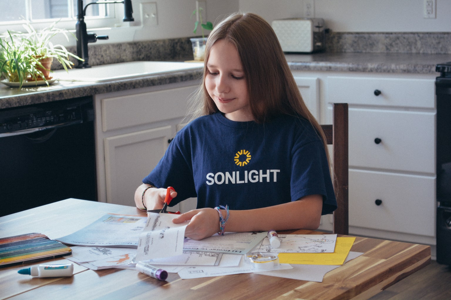 Working on a Sonlight lapbook kit 